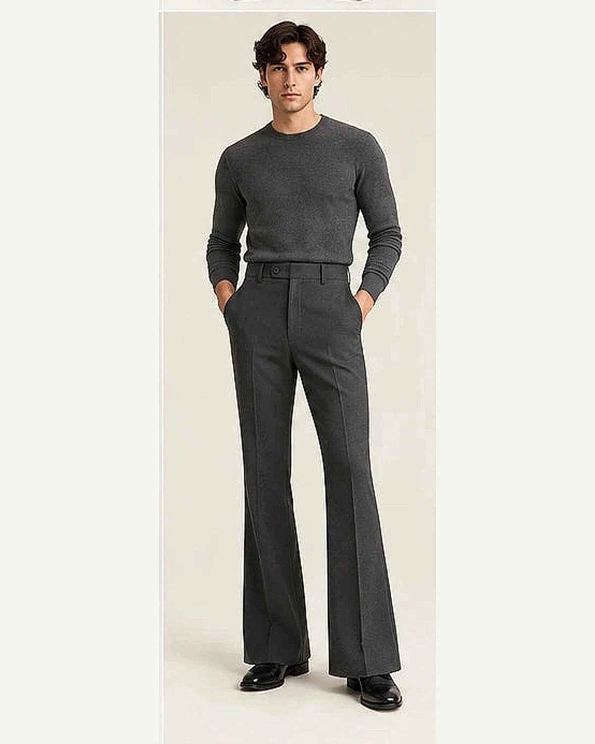 DFCOLOR::Charcoal::onbody — Walnut High-Rise Flare Trousers; 4:5 full-image reframed without crop