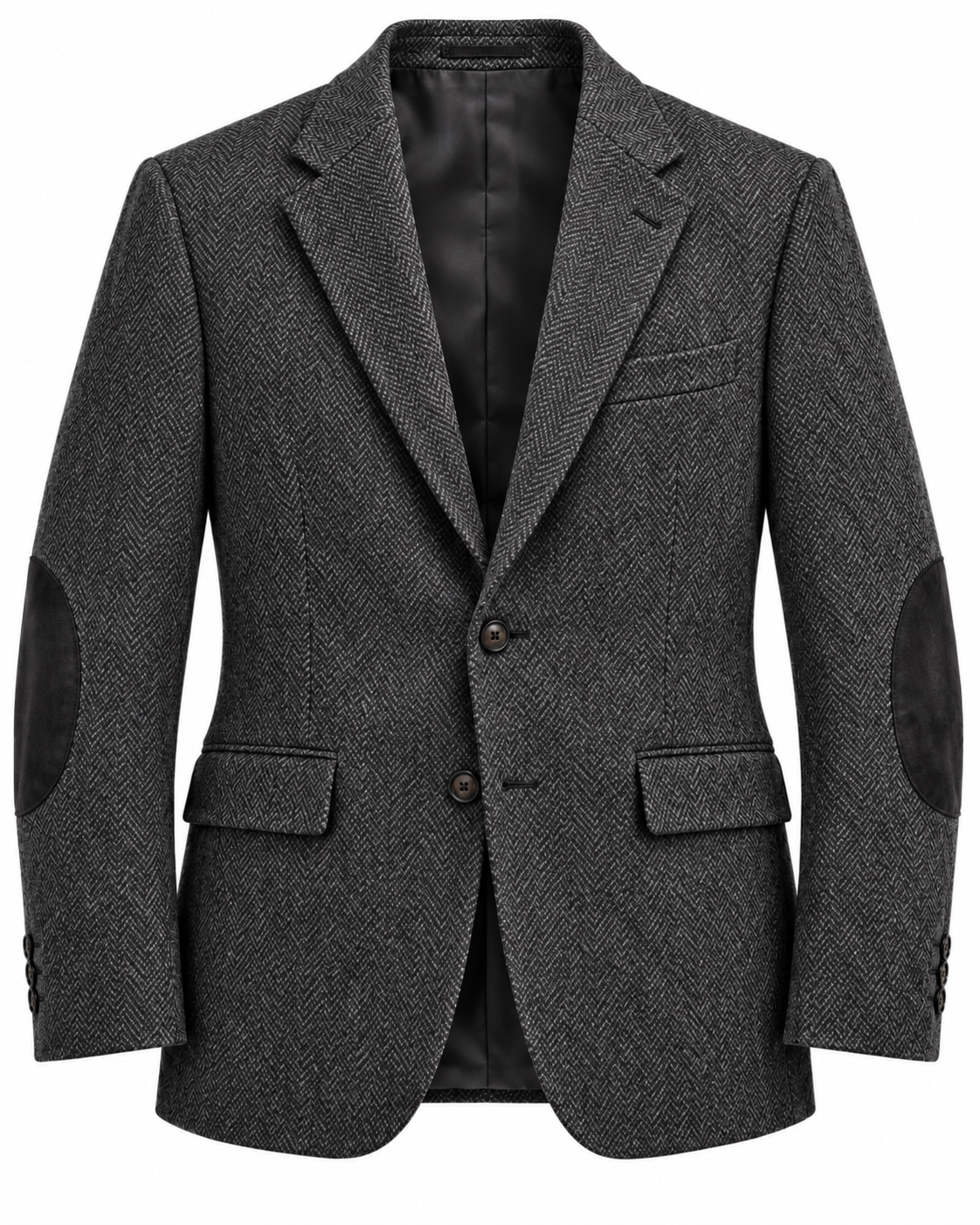 DFCOLOR::Charcoal::product-front — Textured Elbow-Patch Heritage Blazer, Charcoal product front; styling visualization