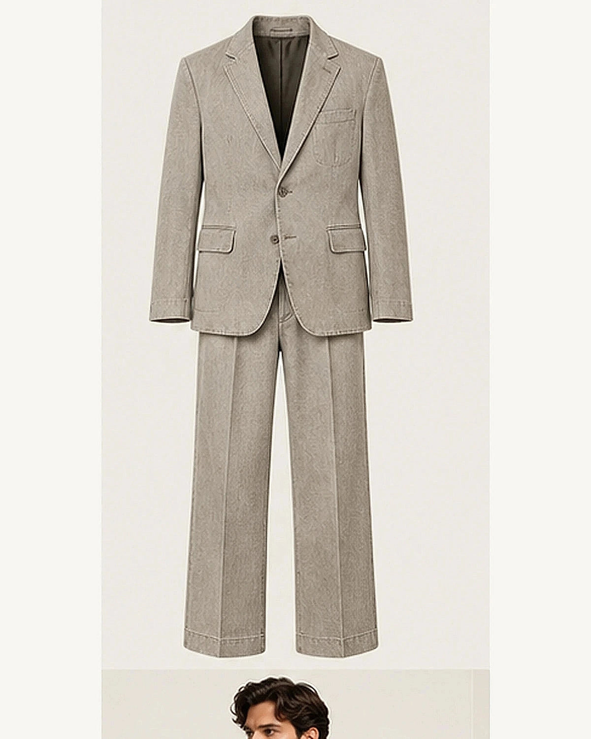 DFCOLOR::Stone::product — Raw Indigo Denim-Look Two-Piece Suit