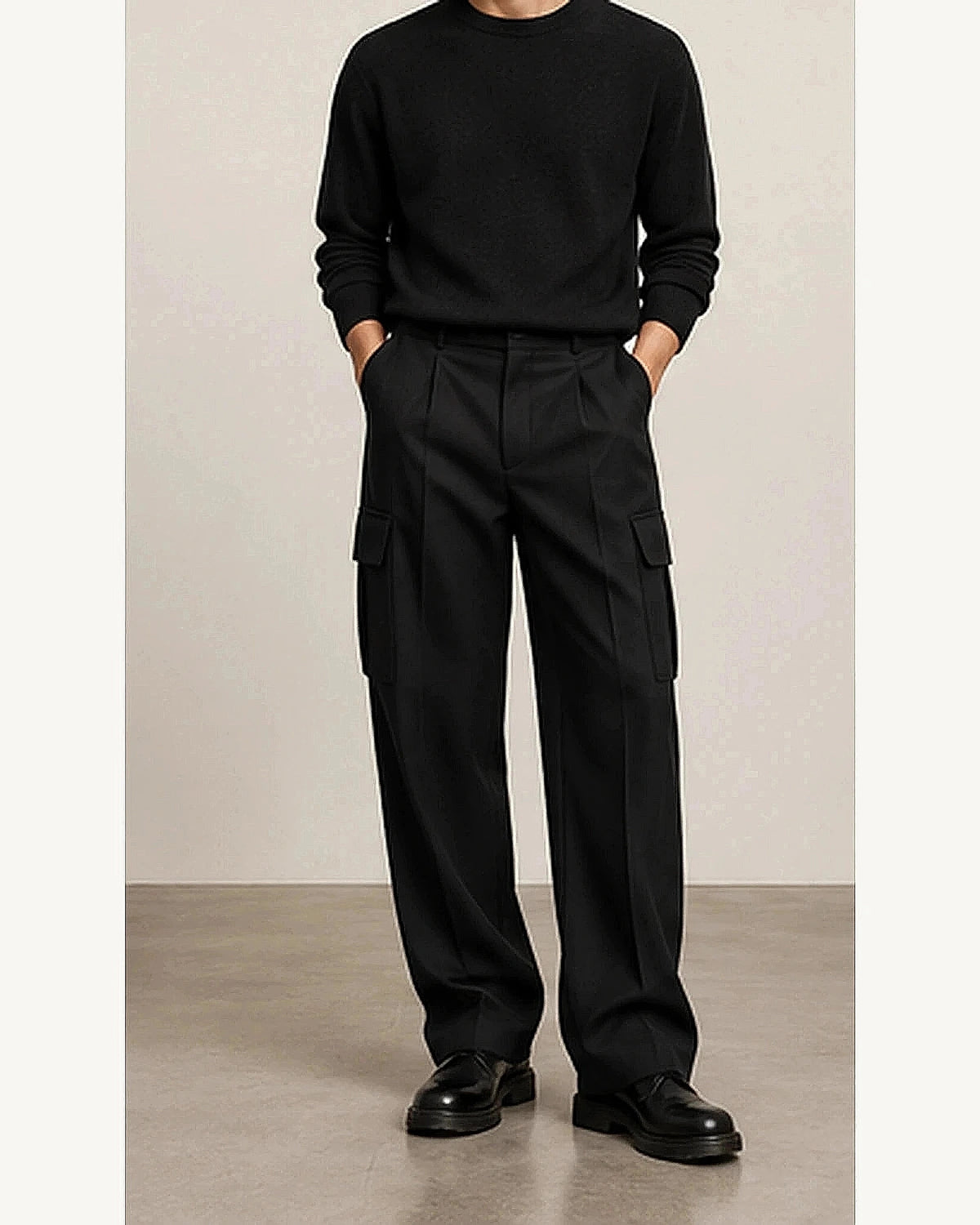 DFCOLOR::Black::onbody — Olive Tailored Cargo Trousers