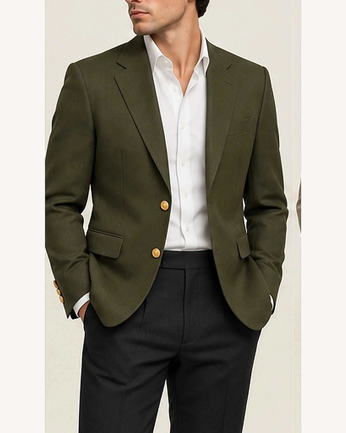 DFCOLOR::Olive::onbody — Navy Serge Blazer with Gold Buttons