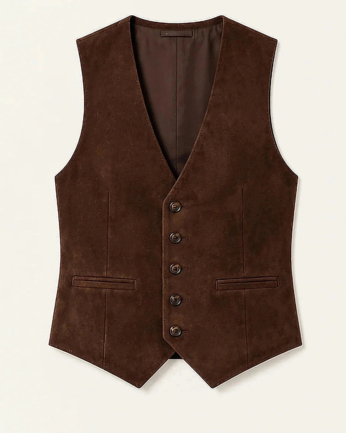 DFCOLOR::Chocolate::Chocolate Faux Suede Tailored Waistcoat clean product view