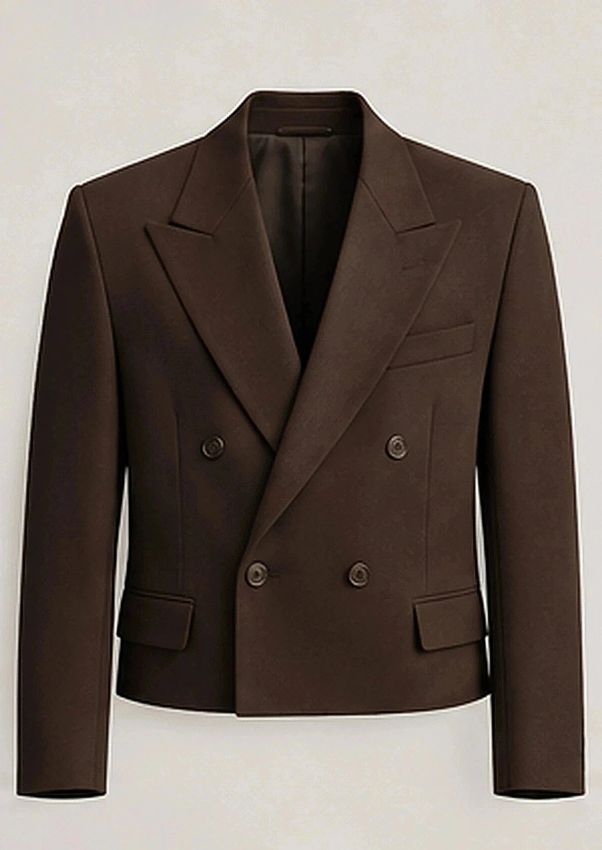 DFCOLOR::Chocolate::product — Charcoal Cropped Double-Breasted Blazer
