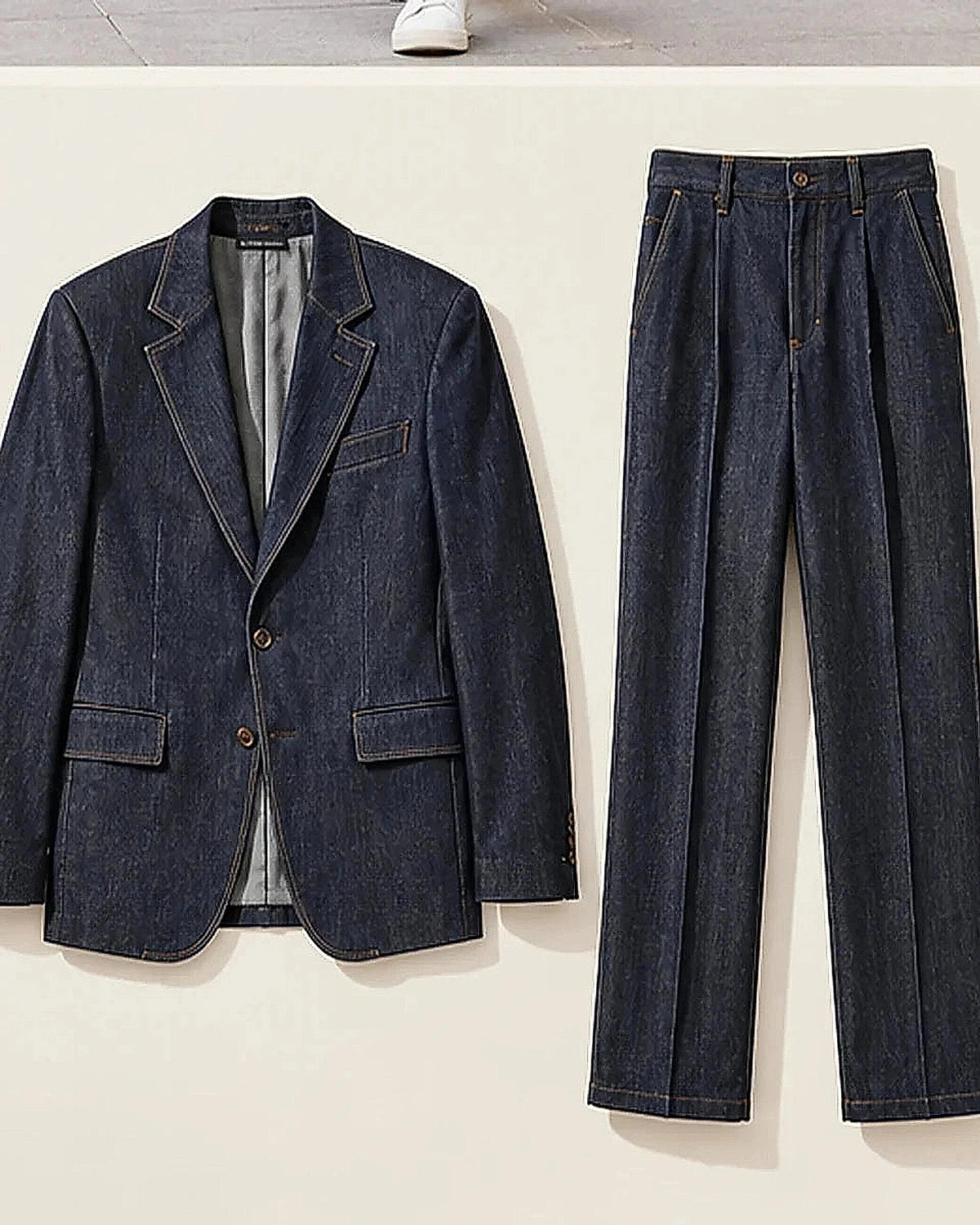 DFCOLOR::Indigo::Raw Indigo Denim-Look Two-Piece Suit clean product view