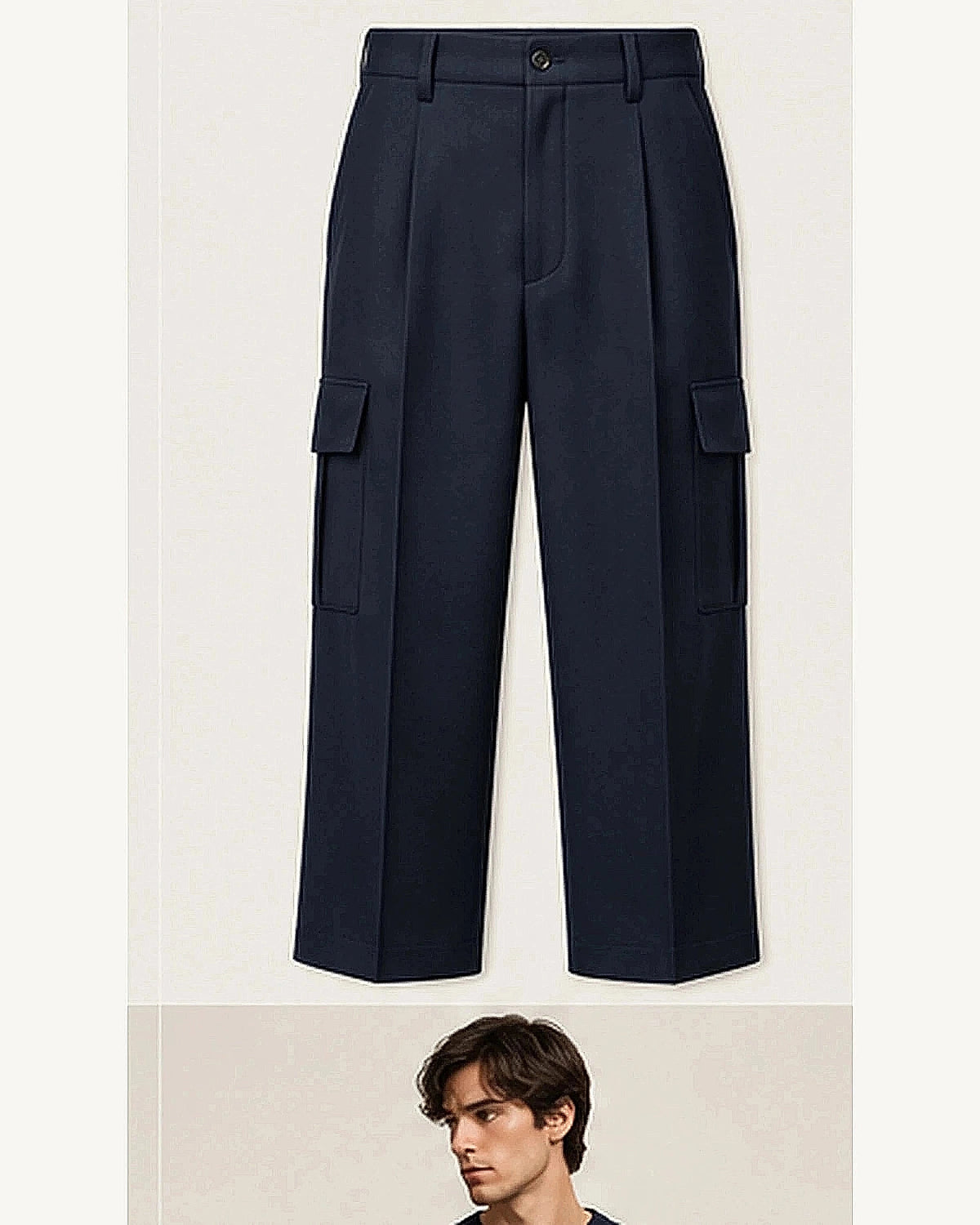 DFCOLOR::Navy::product — Olive Tailored Cargo Trousers