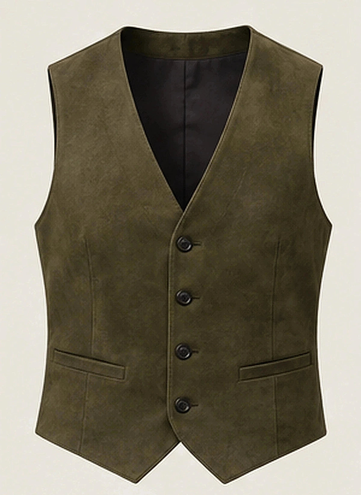 DFCOLOR::Olive::product — Chocolate Faux Suede Tailored Waistcoat