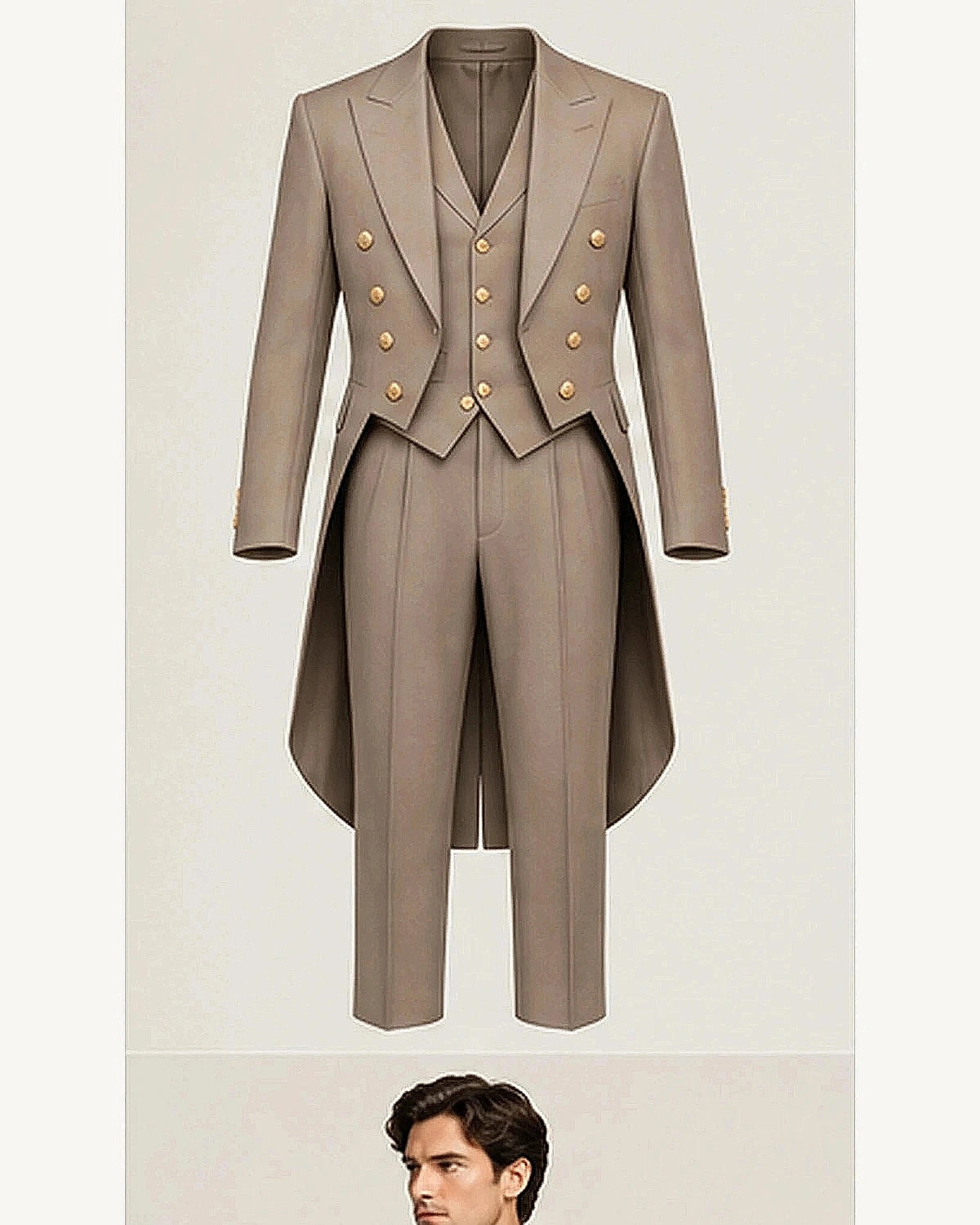 DFCOLOR::Taupe::product — Regency Tailcoat Formal Set