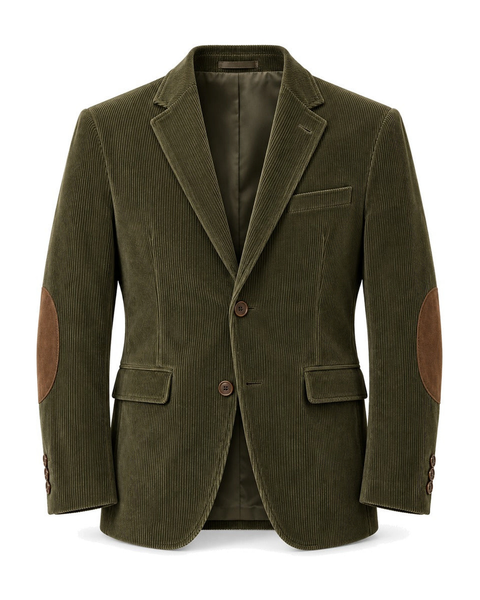 DFCOLOR::Olive::product-front — Fine-Wale Corduroy Elbow-Patch Sport Coat — original olive with brown elbow patches