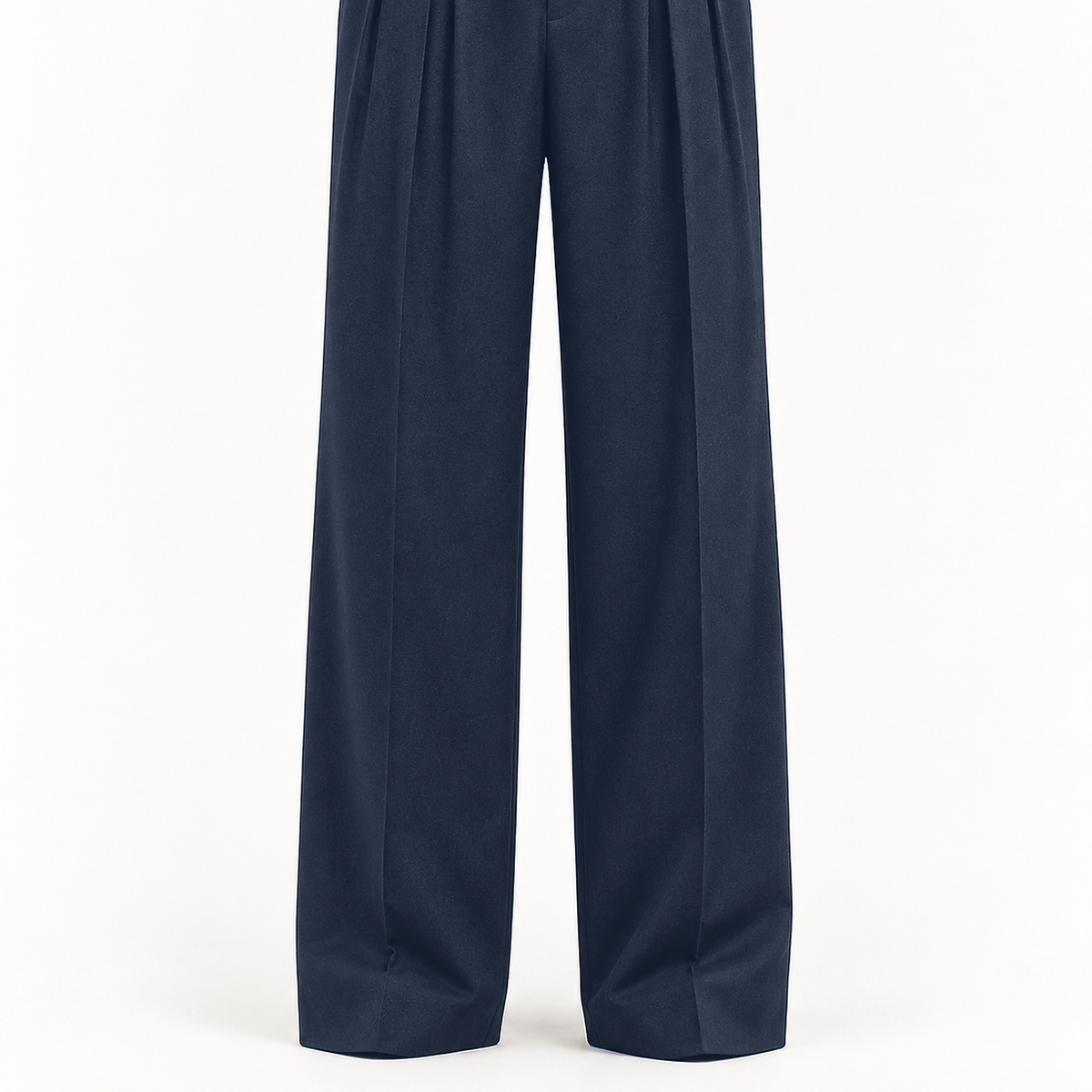DFCOLOR::Navy::detail-wide-leg-hem — Cropped original product photo showing wide-leg silhouette, straight crease and hem