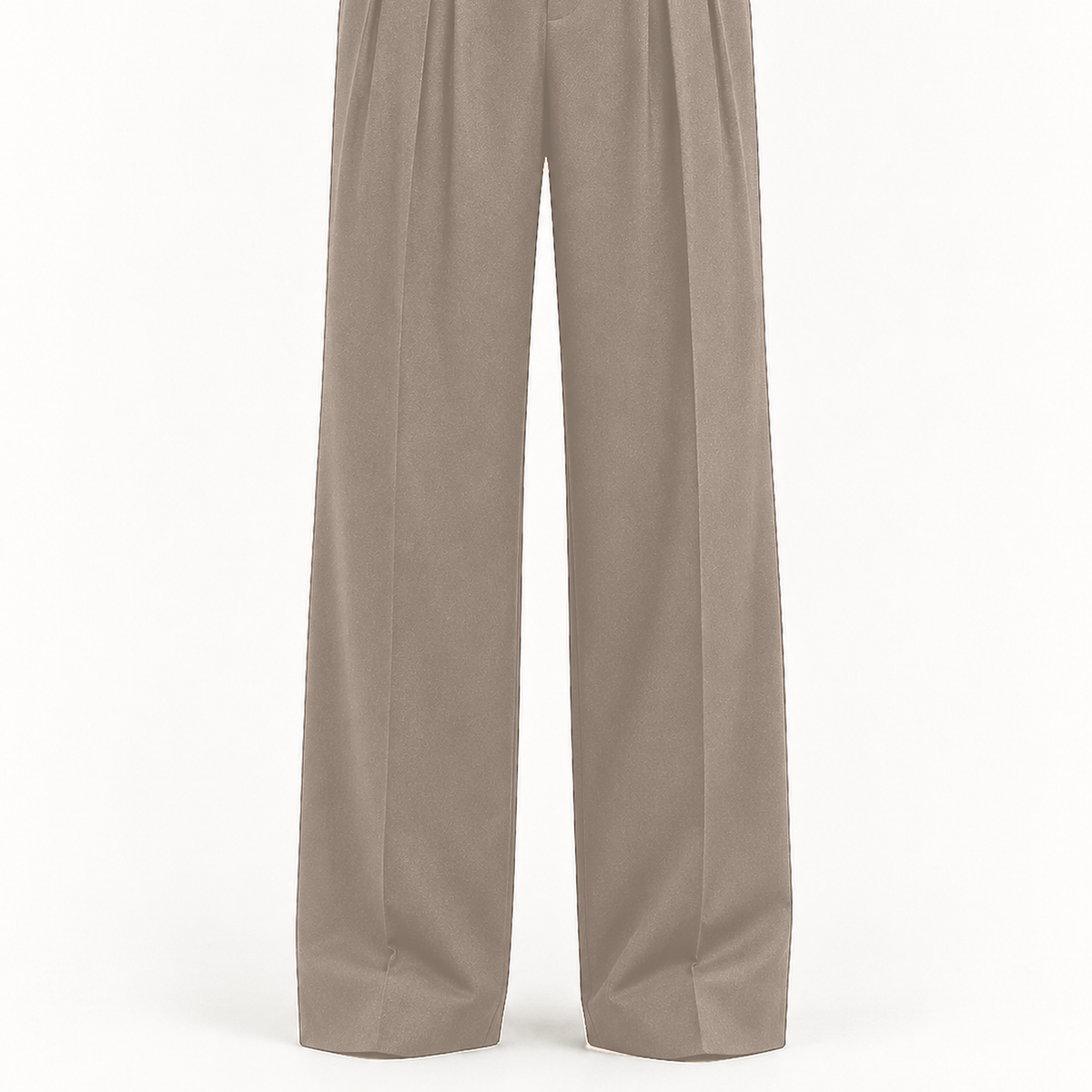 DFCOLOR::Taupe::detail-wide-leg-hem — Cropped original product photo showing wide-leg silhouette, straight crease and hem