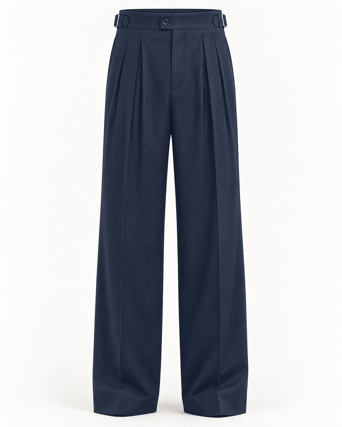 DFCOLOR::Navy::product-front — Charcoal High-Rise Wide-Pleat Trousers, real-color matched 2400x3000 product photography