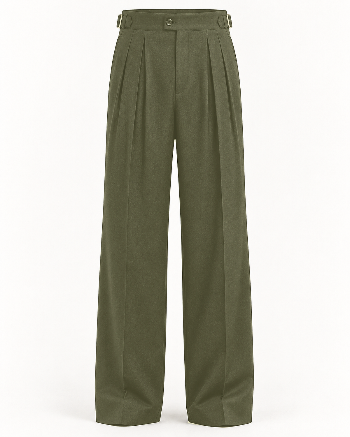 DFCOLOR::Olive::product-front — Charcoal High-Rise Wide-Pleat Trousers, real-color matched 2400x3000 product photography