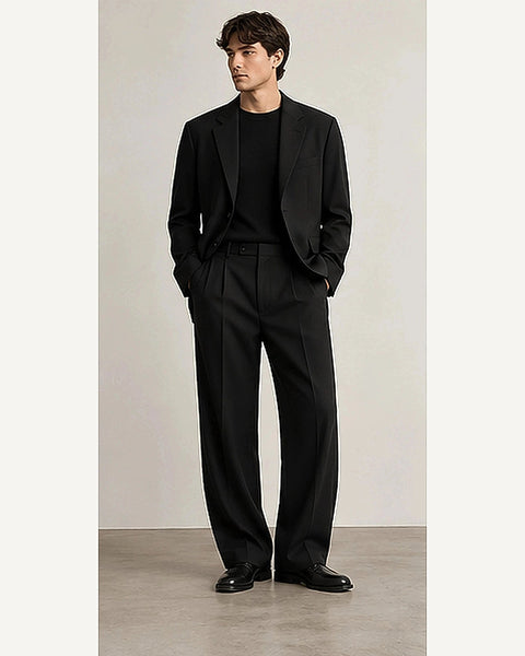 DFCOLOR::Black::onbody — Dark Olive Unstructured Two-Piece Suit; 4:5 full-image reframed without crop