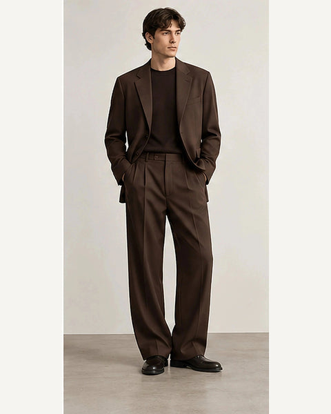 DFCOLOR::Chocolate::onbody — Dark Olive Unstructured Two-Piece Suit; 4:5 full-image reframed without crop