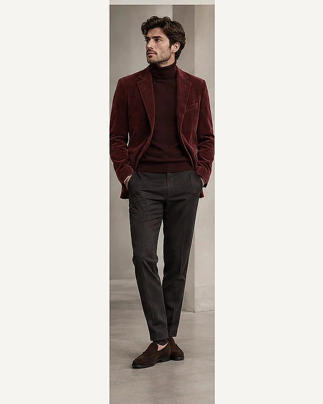 DFCOLOR::Burgundy::onbody — Fine-Wale Corduroy Elbow-Patch Sport Coat; 4:5 full-image reframed without crop
