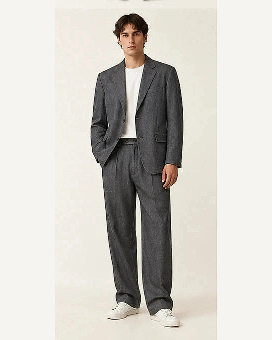 DFCOLOR::Charcoal::onbody — Washed Black Relaxed Two-Piece Suit; 4:5 full-image reframed without crop