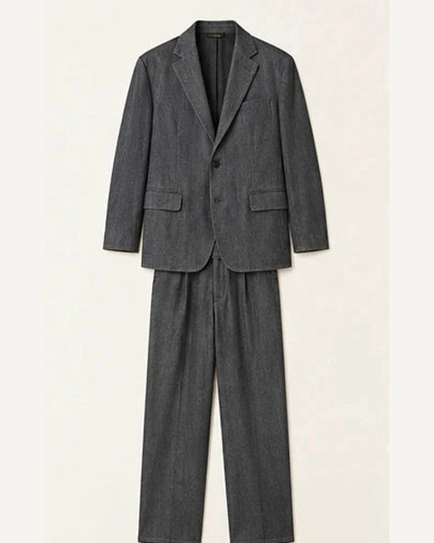 DFCOLOR::Charcoal::product — Washed Black Relaxed Two-Piece Suit; 4:5 full-image reframed without crop