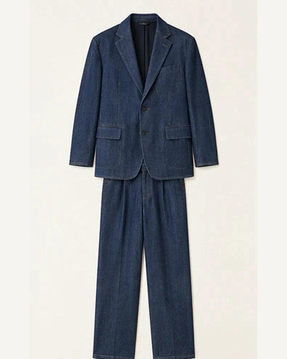 DFCOLOR::Indigo::product — Washed Black Relaxed Two-Piece Suit; 4:5 full-image reframed without crop