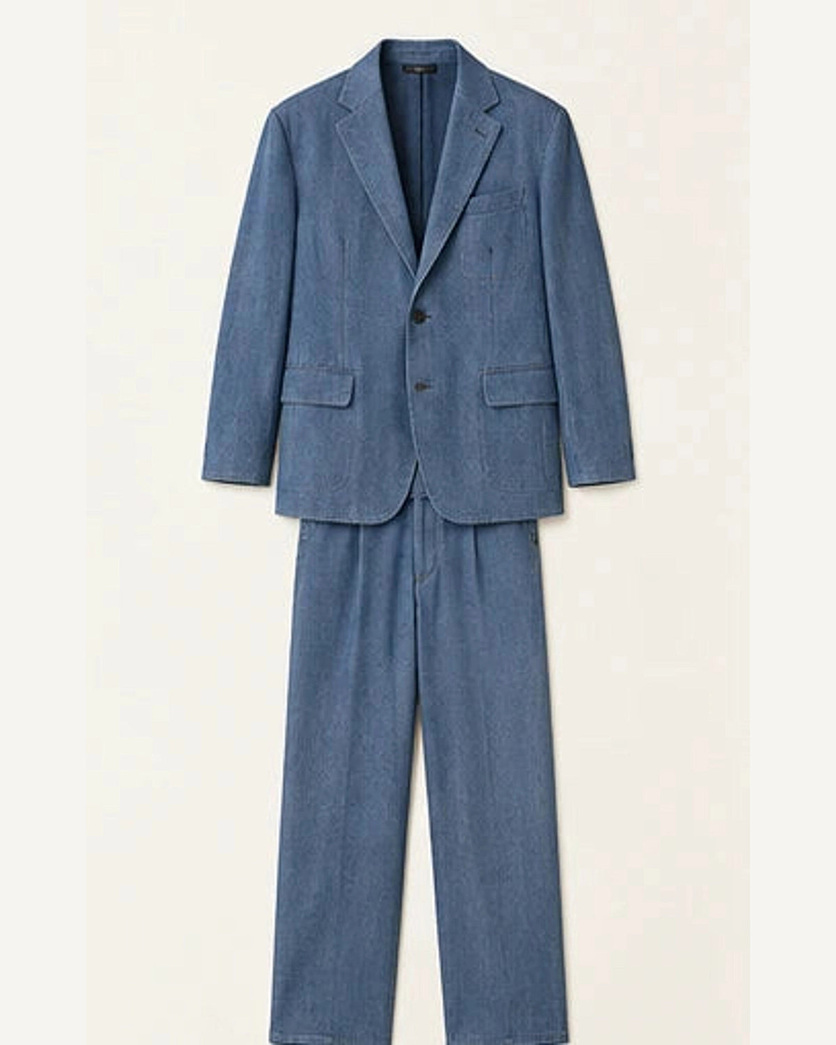 DFCOLOR::Mid Blue::product — Washed Black Relaxed Two-Piece Suit; 4:5 full-image reframed without crop