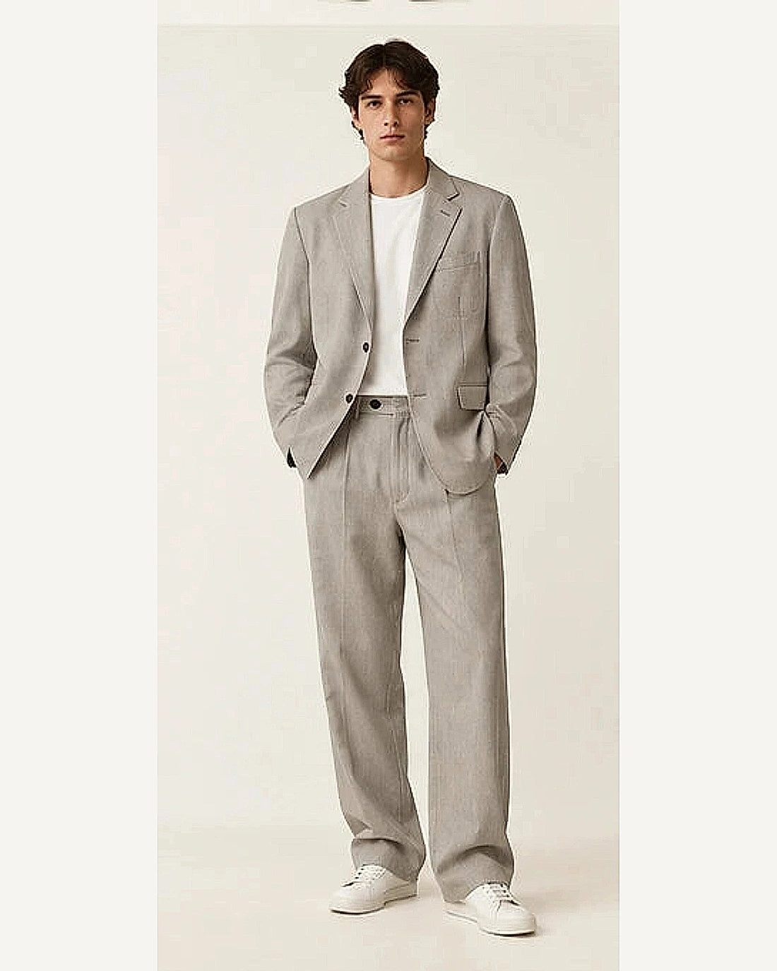 DFCOLOR::Stone::onbody — Washed Black Relaxed Two-Piece Suit; 4:5 full-image reframed without crop