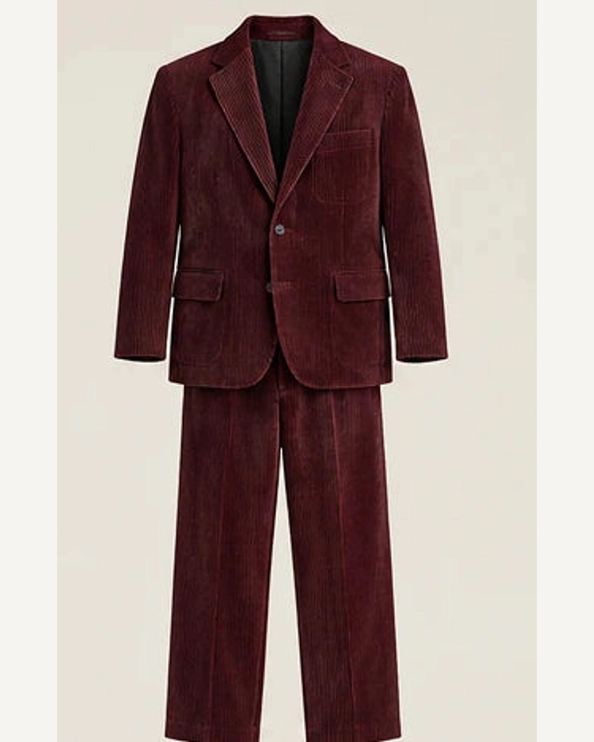 DFCOLOR::Burgundy::product — Tobacco Corduroy Two-Piece Suit; 4:5 full-image reframed without crop