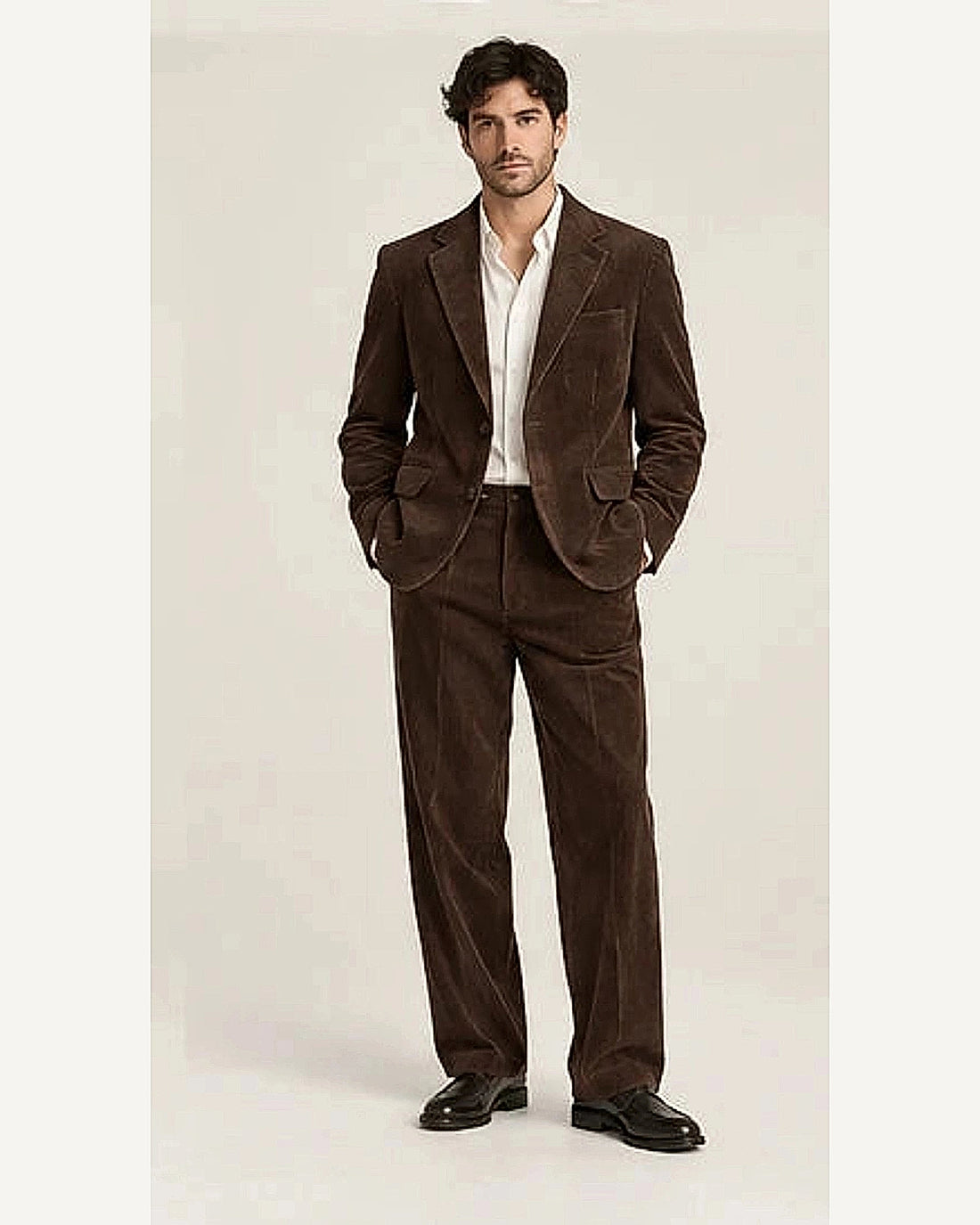 DFCOLOR::Espresso::onbody — Tobacco Corduroy Two-Piece Suit; 4:5 full-image reframed without crop