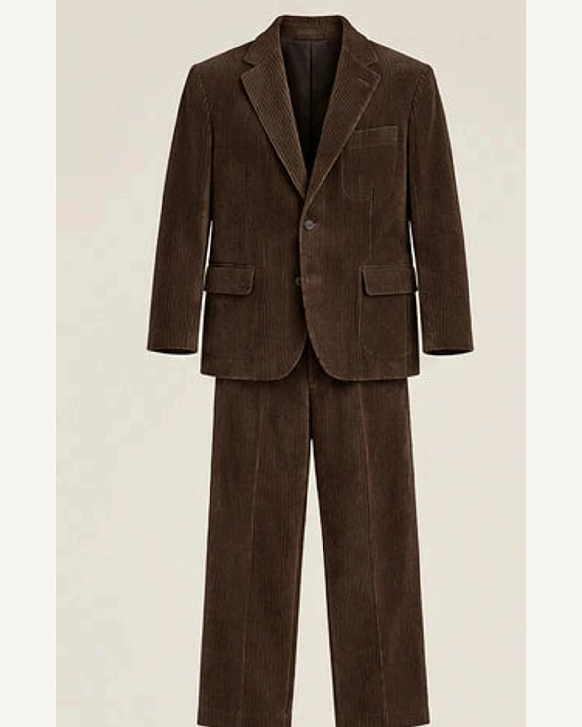 DFCOLOR::Espresso::product — Tobacco Corduroy Two-Piece Suit; 4:5 full-image reframed without crop