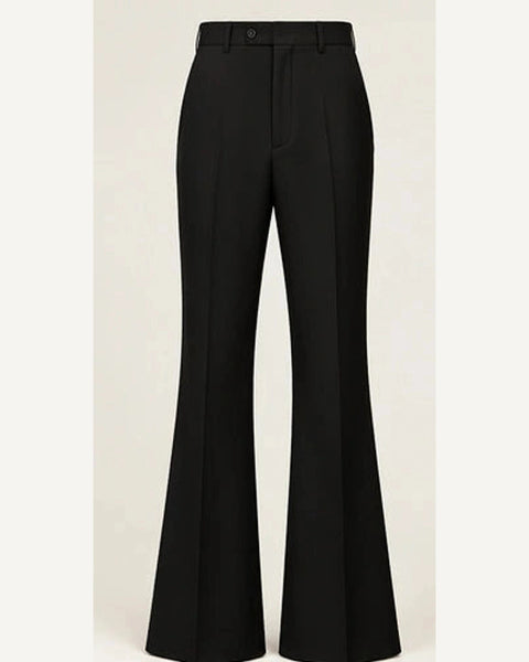 DFCOLOR::Black::product — Walnut High-Rise Flare Trousers; 4:5 full-image reframed without crop