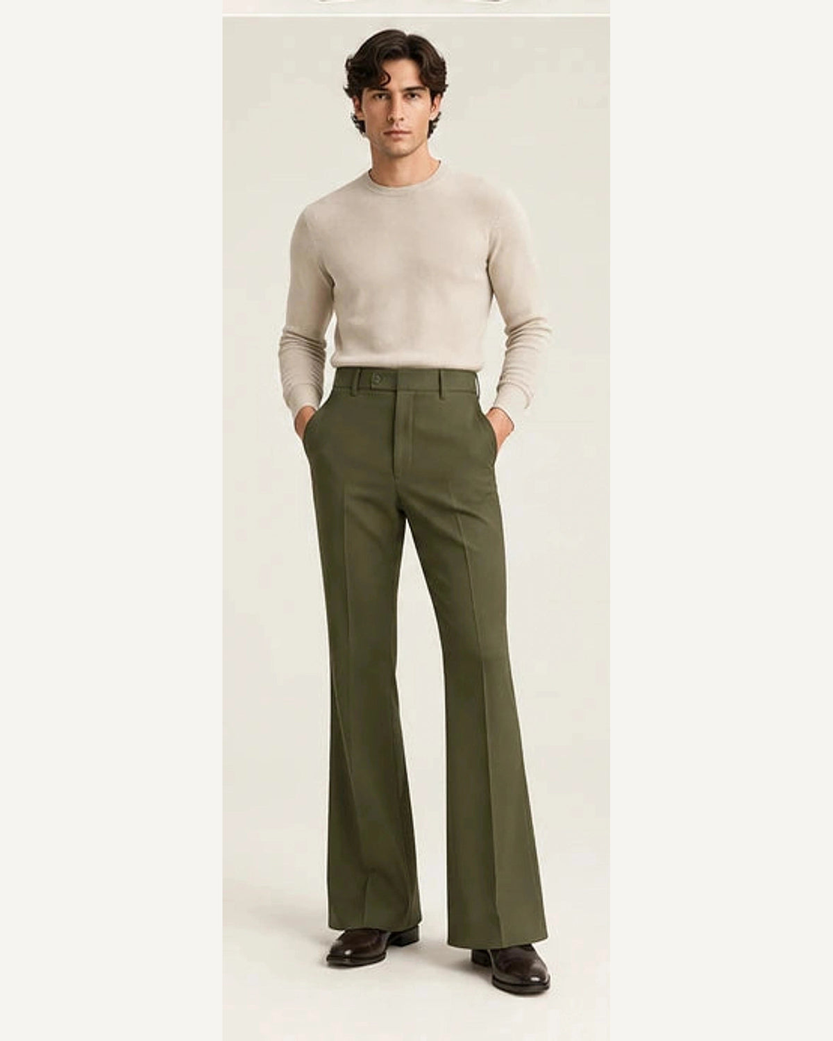 DFCOLOR::Olive::onbody — Walnut High-Rise Flare Trousers; 4:5 full-image reframed without crop