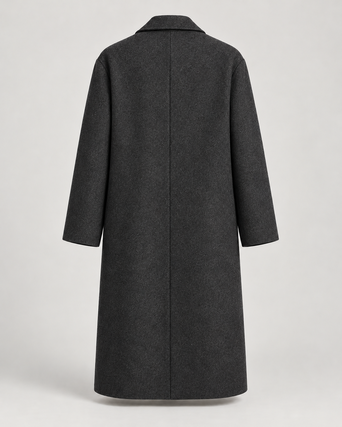 DFCOLOR::Dark Charcoal::product-back — Long Tailored Overcoat, Dark Charcoal back product view
