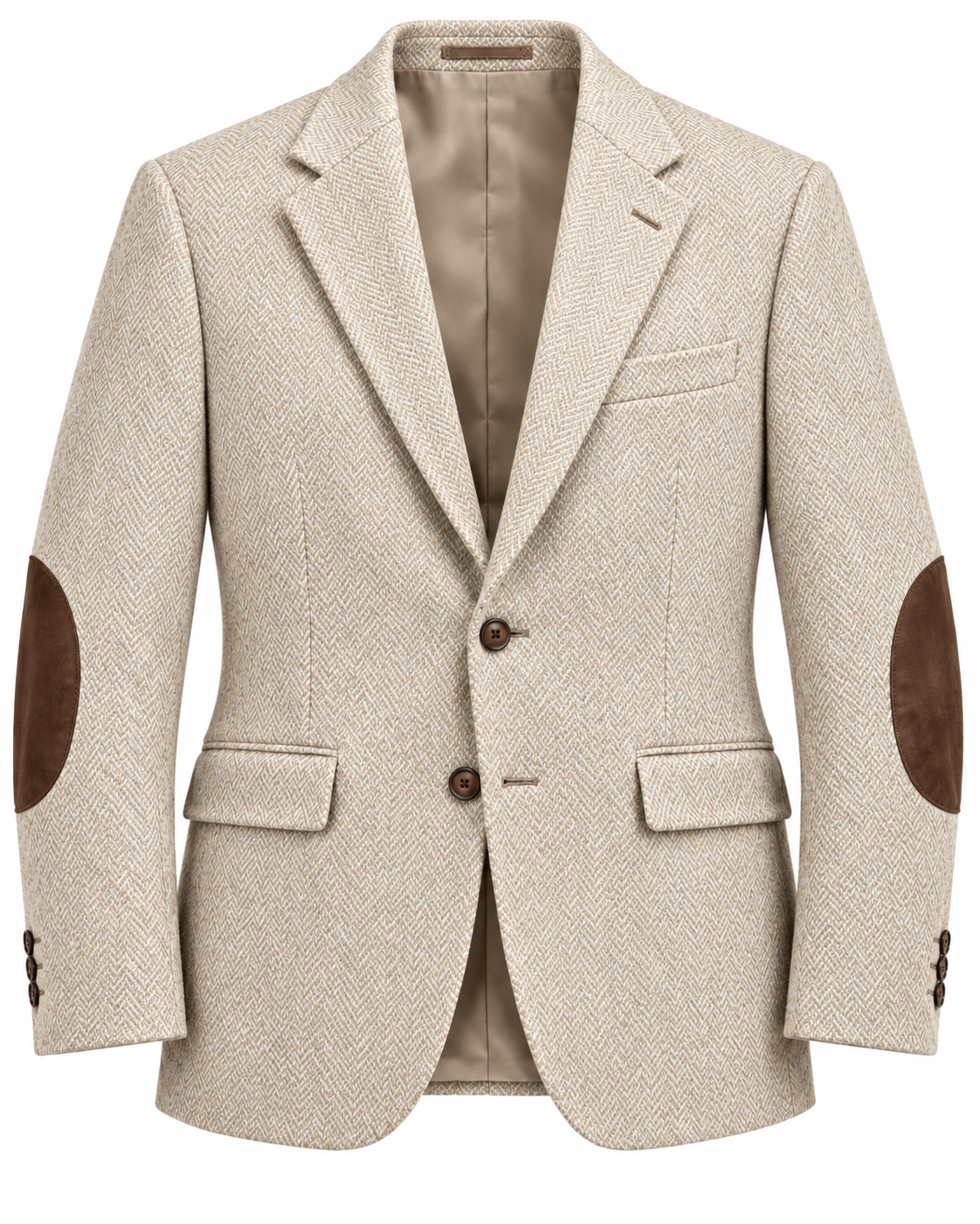 DFCOLOR::Ivory::product-front — Textured Elbow-Patch Heritage Blazer, Ivory product front; styling visualization