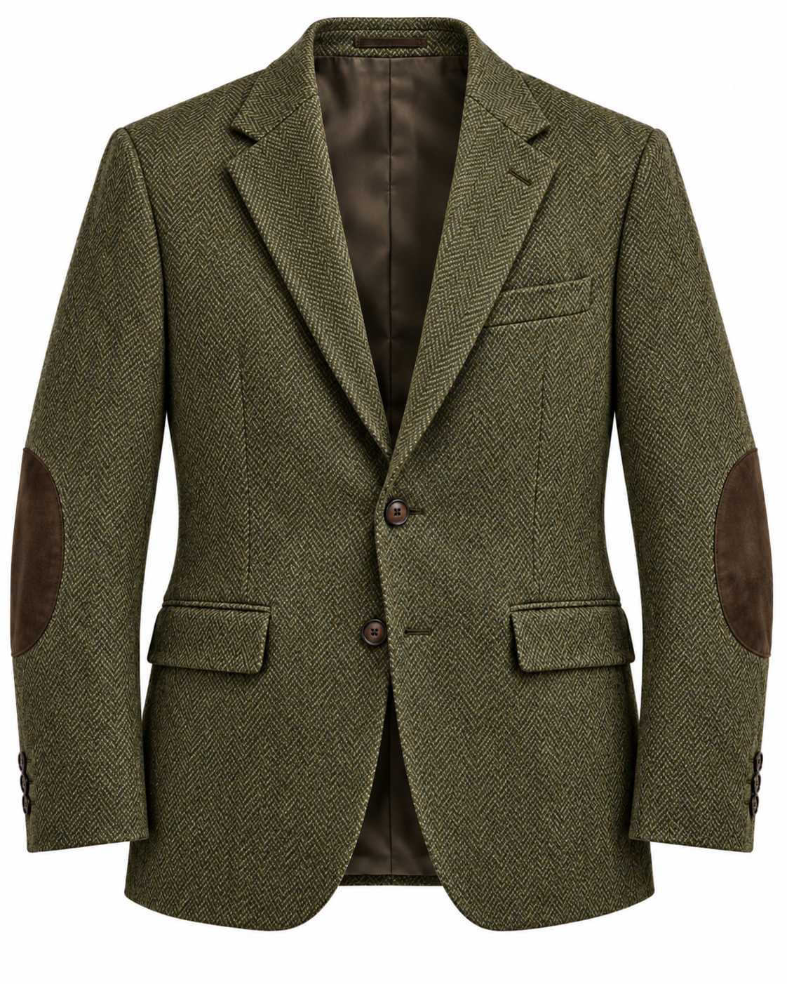 DFCOLOR::Olive::product-front — Textured Elbow-Patch Heritage Blazer, Olive product front; styling visualization