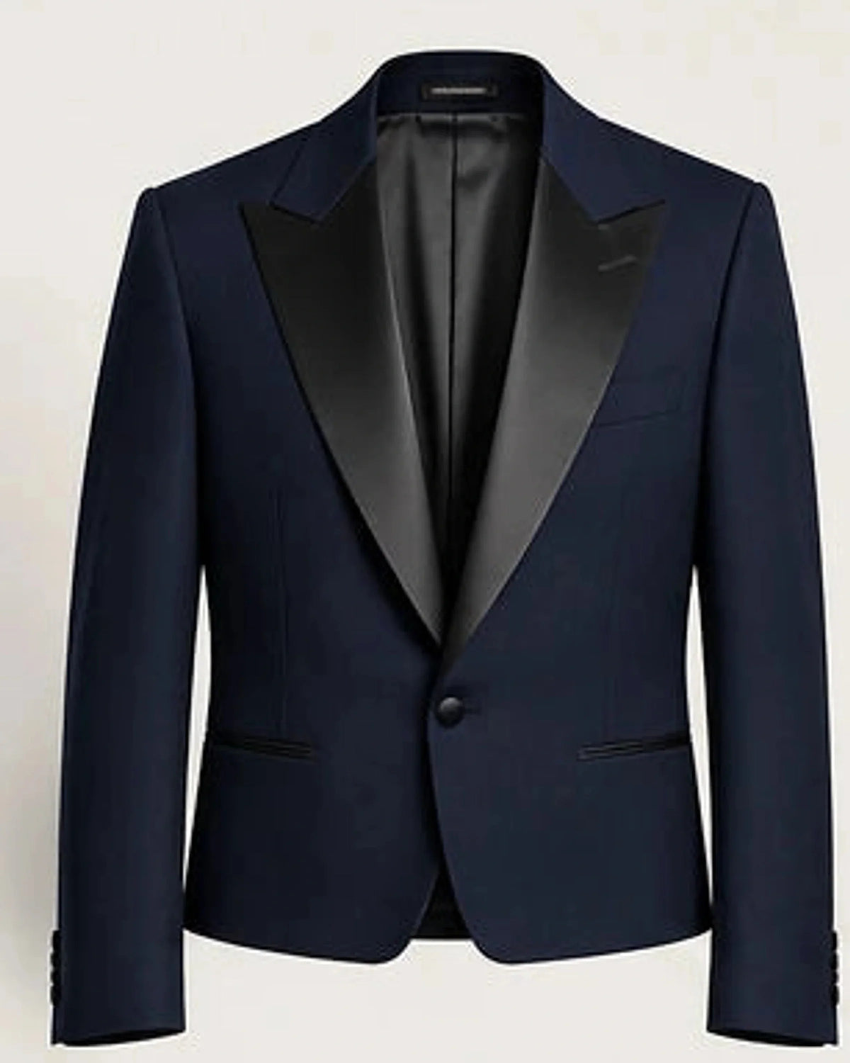 DFCOLOR::Navy::product-front — Black Cropped Dinner Jacket with Satin Lapels; verified original garment product-only 4:5 source