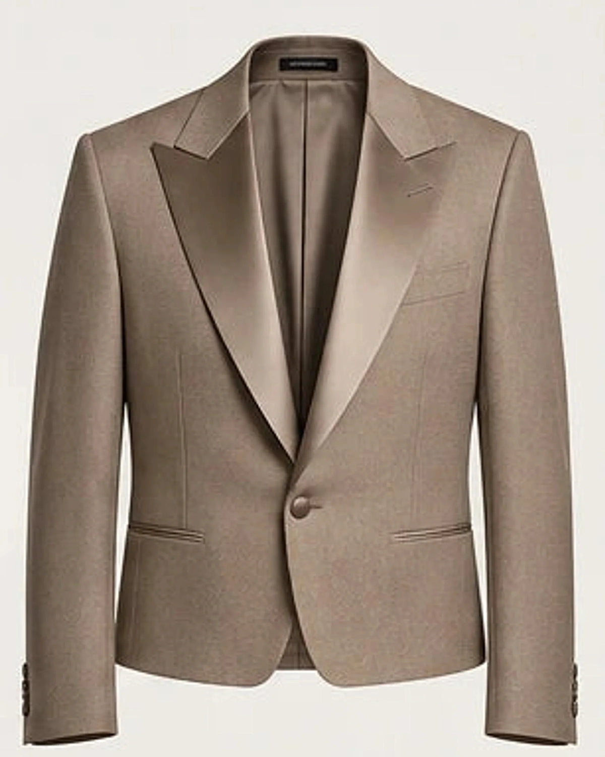 DFCOLOR::Taupe::product-front — Black Cropped Dinner Jacket with Satin Lapels; verified original garment product-only 4:5 source