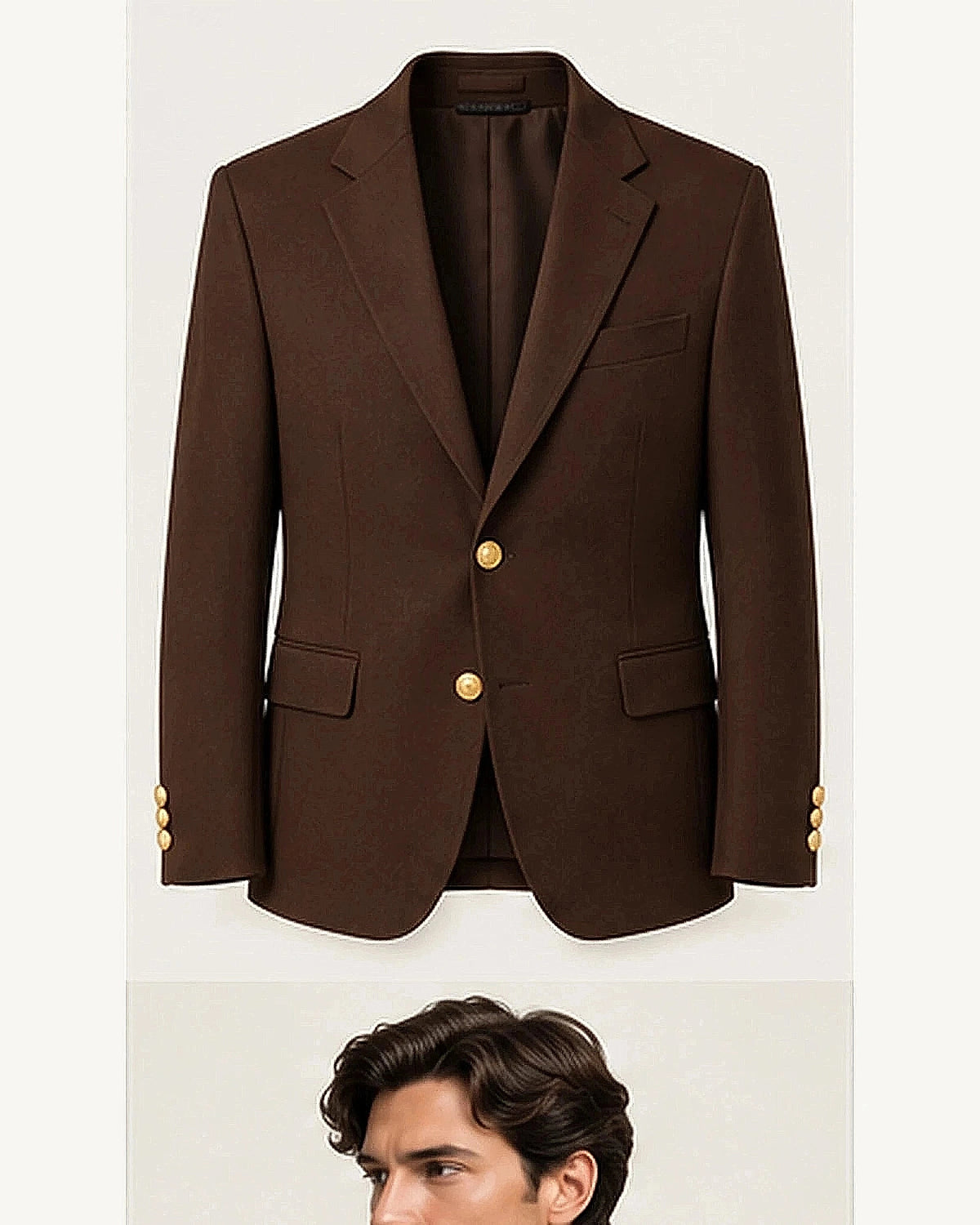 DFCOLOR::Chocolate::product — Navy Serge Blazer with Gold Buttons