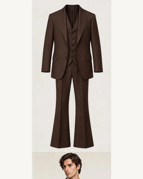 DFCOLOR::Espresso::product — Retro 70s Three-Piece Flare Suit
