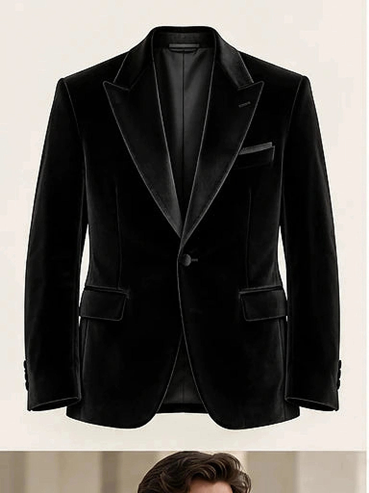 DFCOLOR::Black::product — Burgundy Velvet Peak-Lapel Blazer