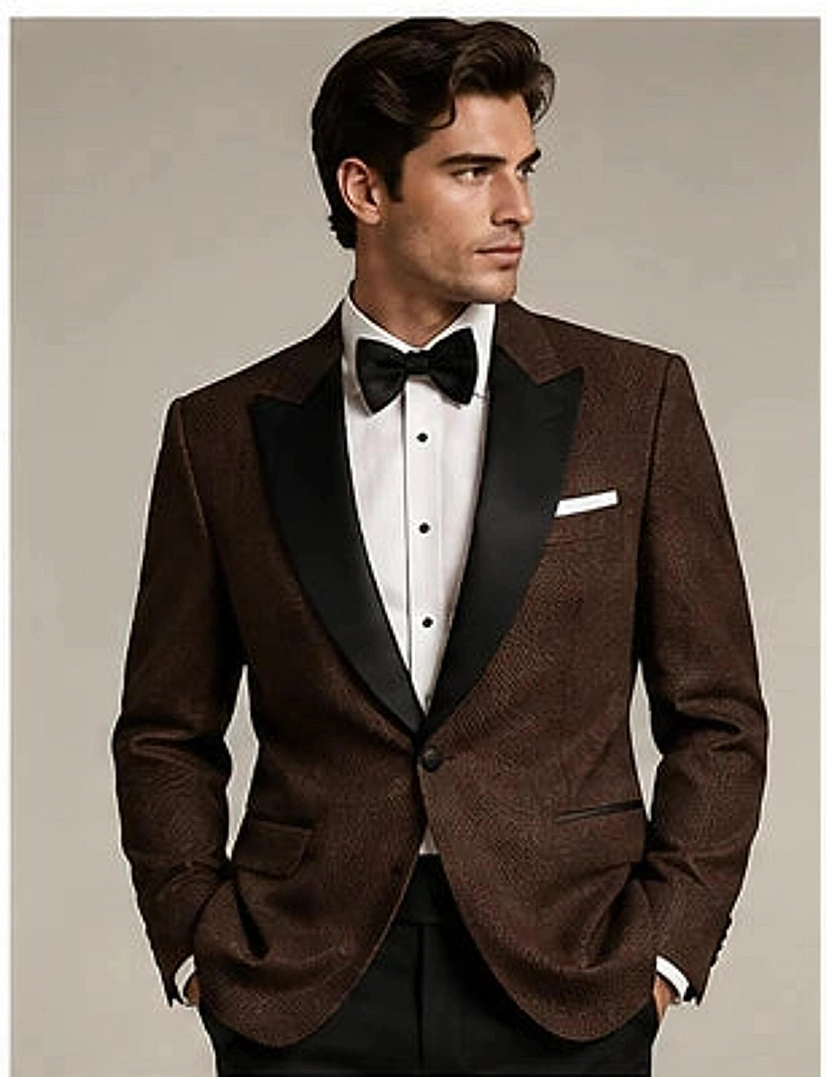 DFCOLOR::Chocolate::onbody — Ivory Textured Peak-Lapel Dinner Jacket