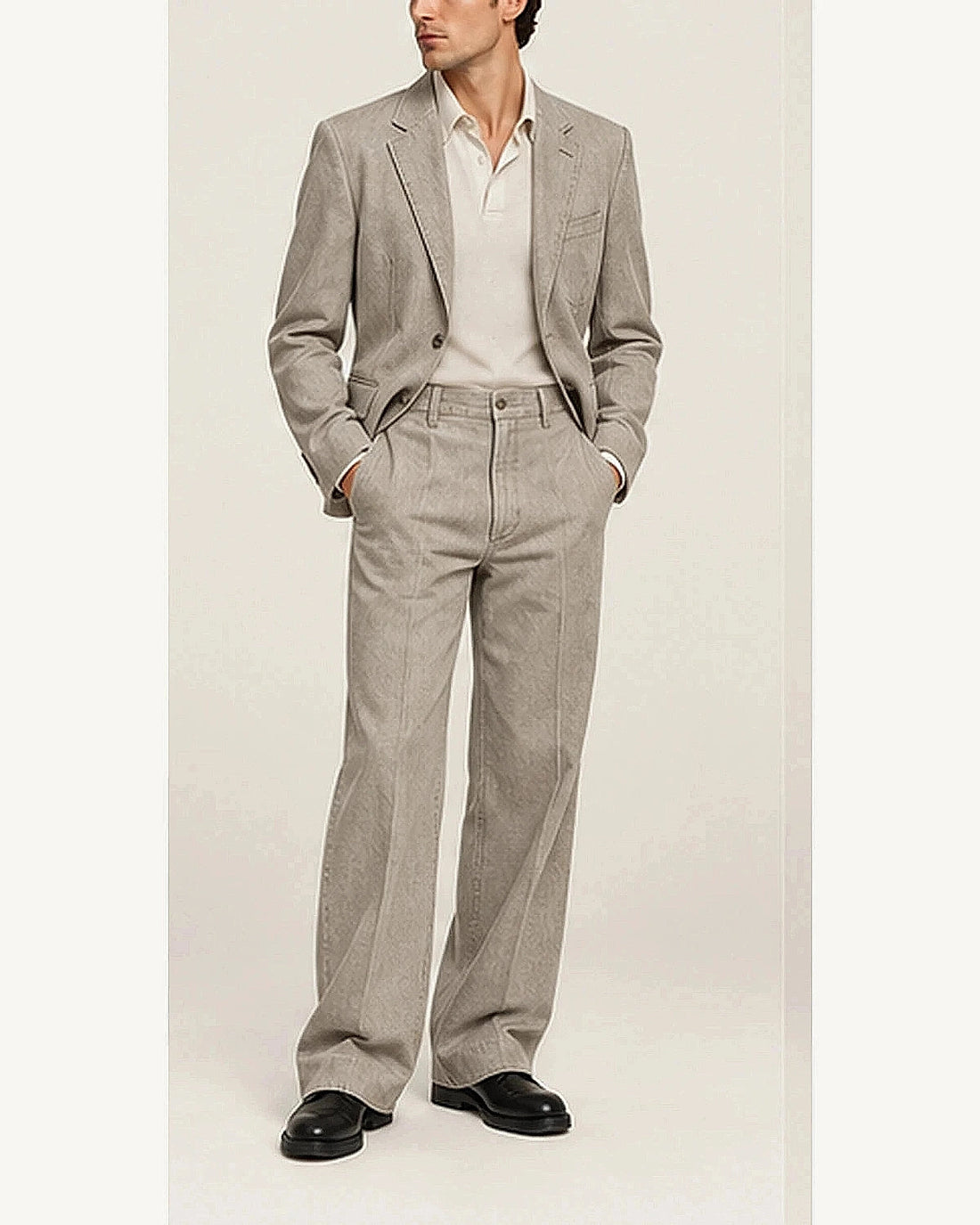 DFCOLOR::Stone::onbody — Raw Indigo Denim-Look Two-Piece Suit