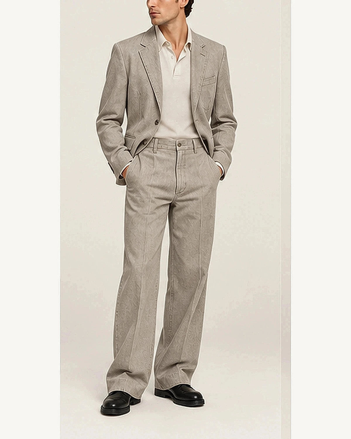 DFCOLOR::Stone::onbody — Raw Indigo Denim-Look Two-Piece Suit