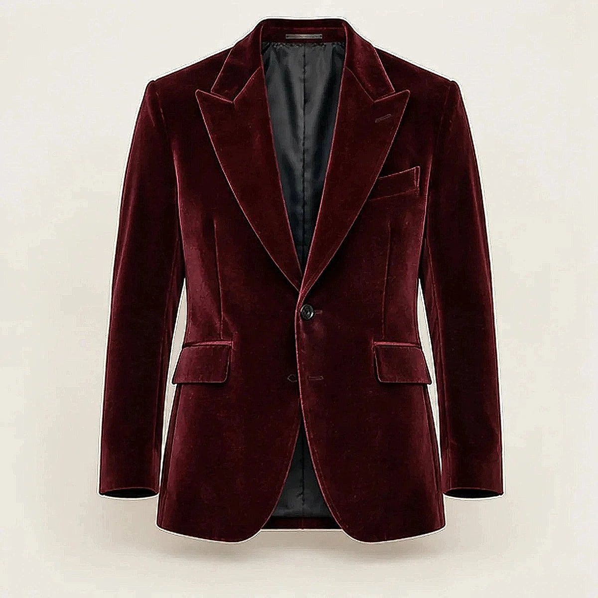 DFCOLOR::Burgundy::Burgundy Velvet Peak-Lapel Blazer — product view