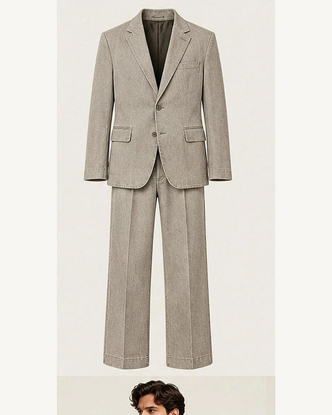 DFCOLOR::Stone::product — Raw Indigo Denim-Look Two-Piece Suit