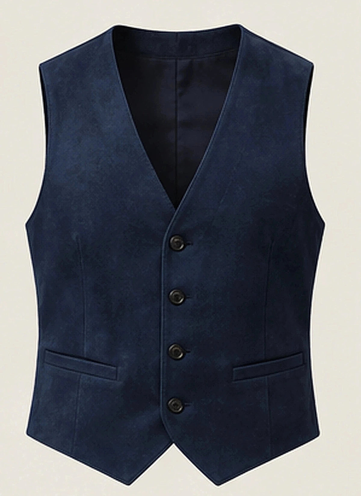 DFCOLOR::Navy::product — Chocolate Faux Suede Tailored Waistcoat
