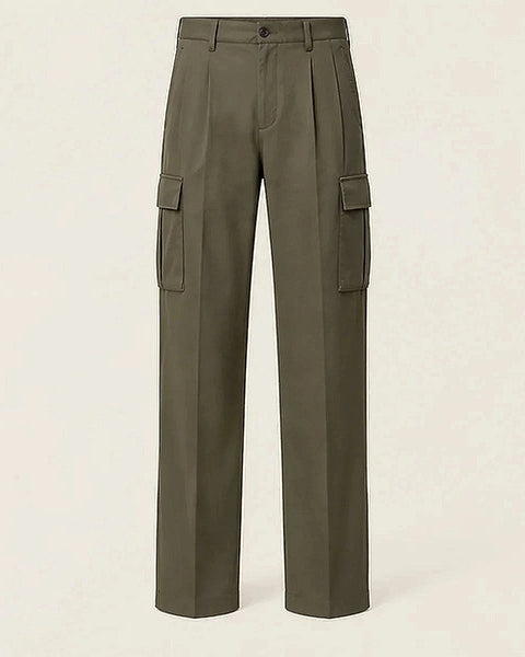DFCOLOR::Olive::Olive Tailored Cargo Trousers clean product view