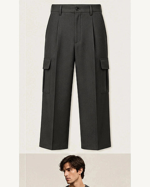 DFCOLOR::Charcoal::product — Olive Tailored Cargo Trousers