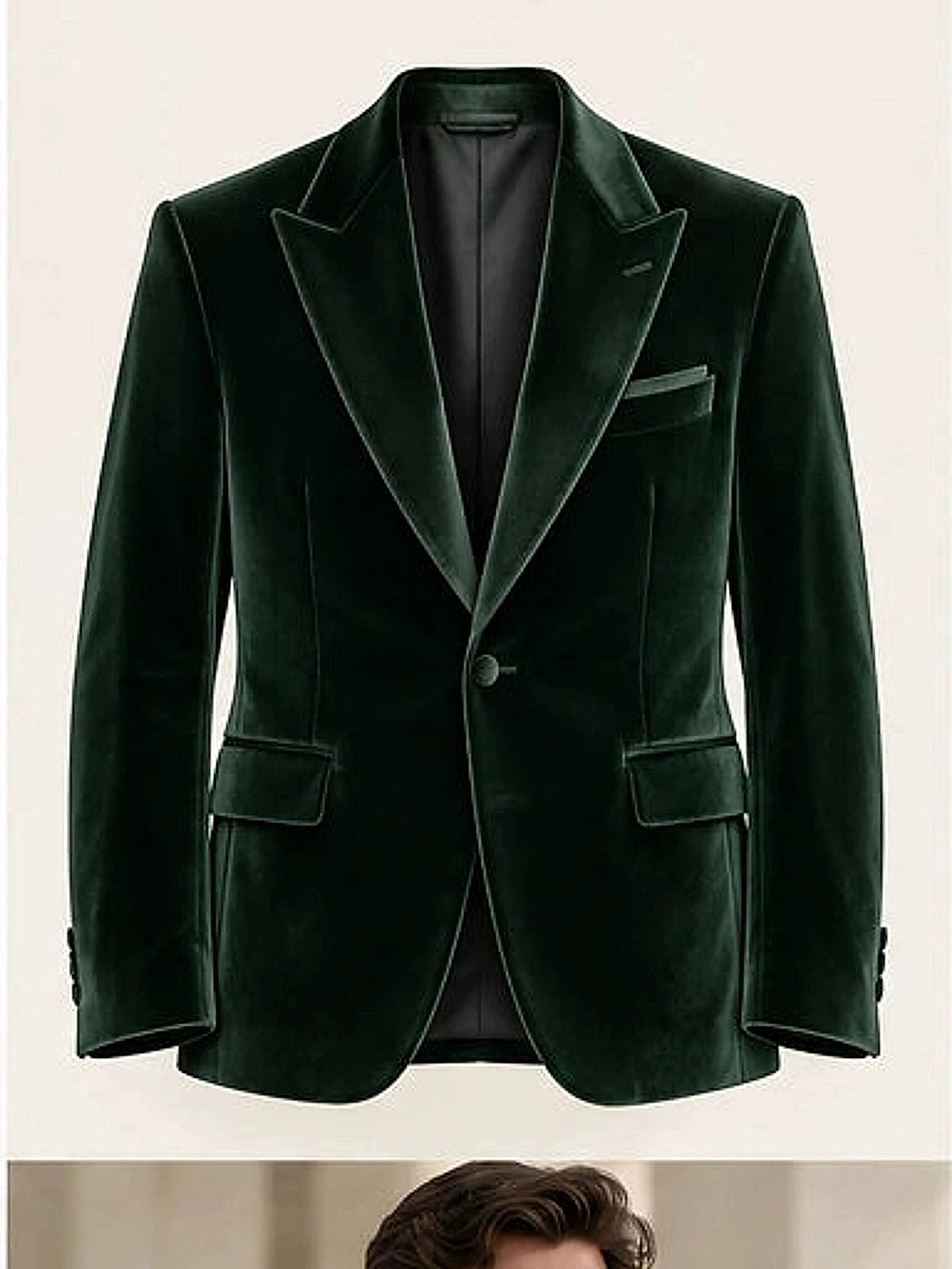 DFCOLOR::Forest Green::product — Burgundy Velvet Peak-Lapel Blazer