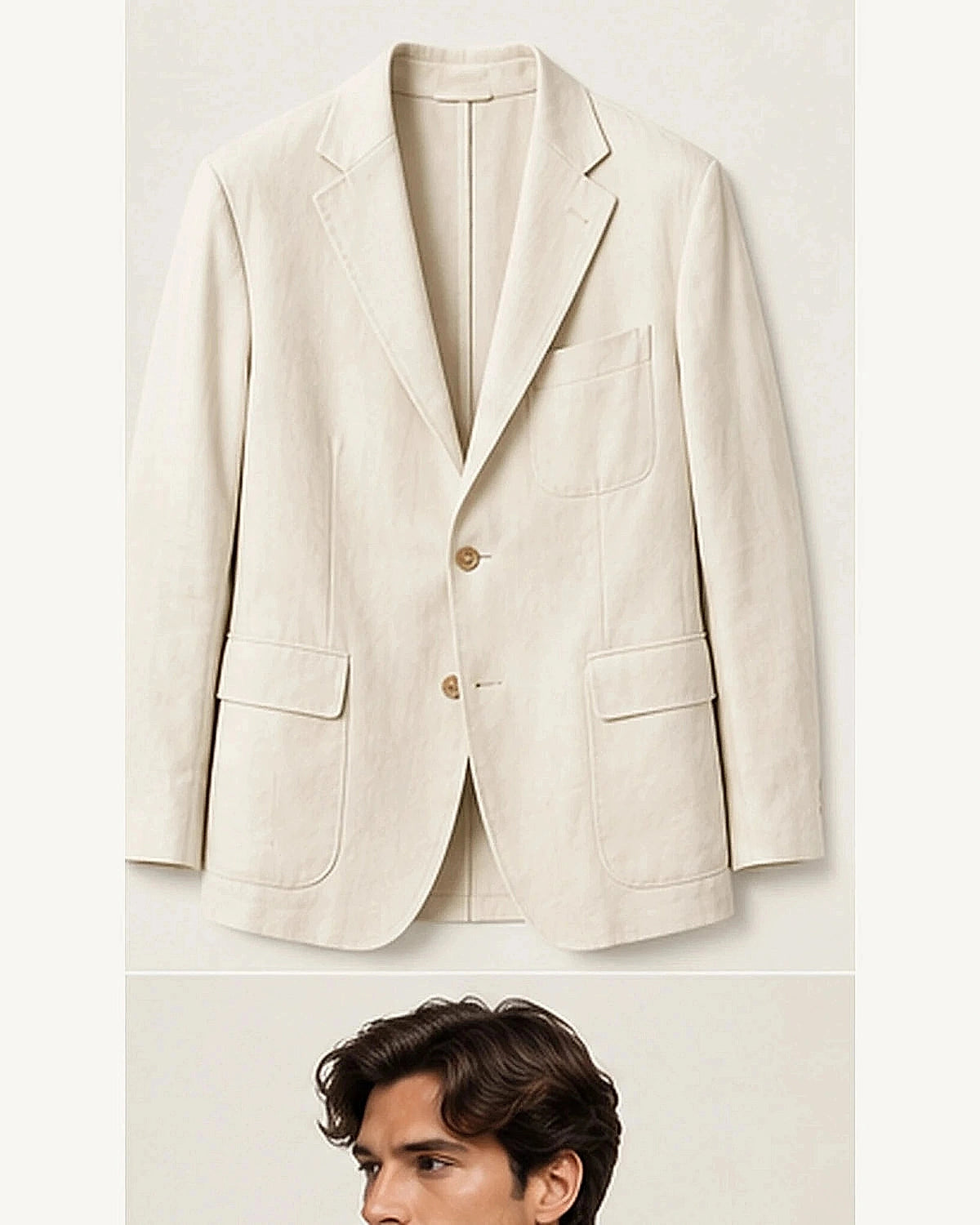 DFCOLOR::Ecru::product — Olive Unstructured Linen-Look Cotton Blazer