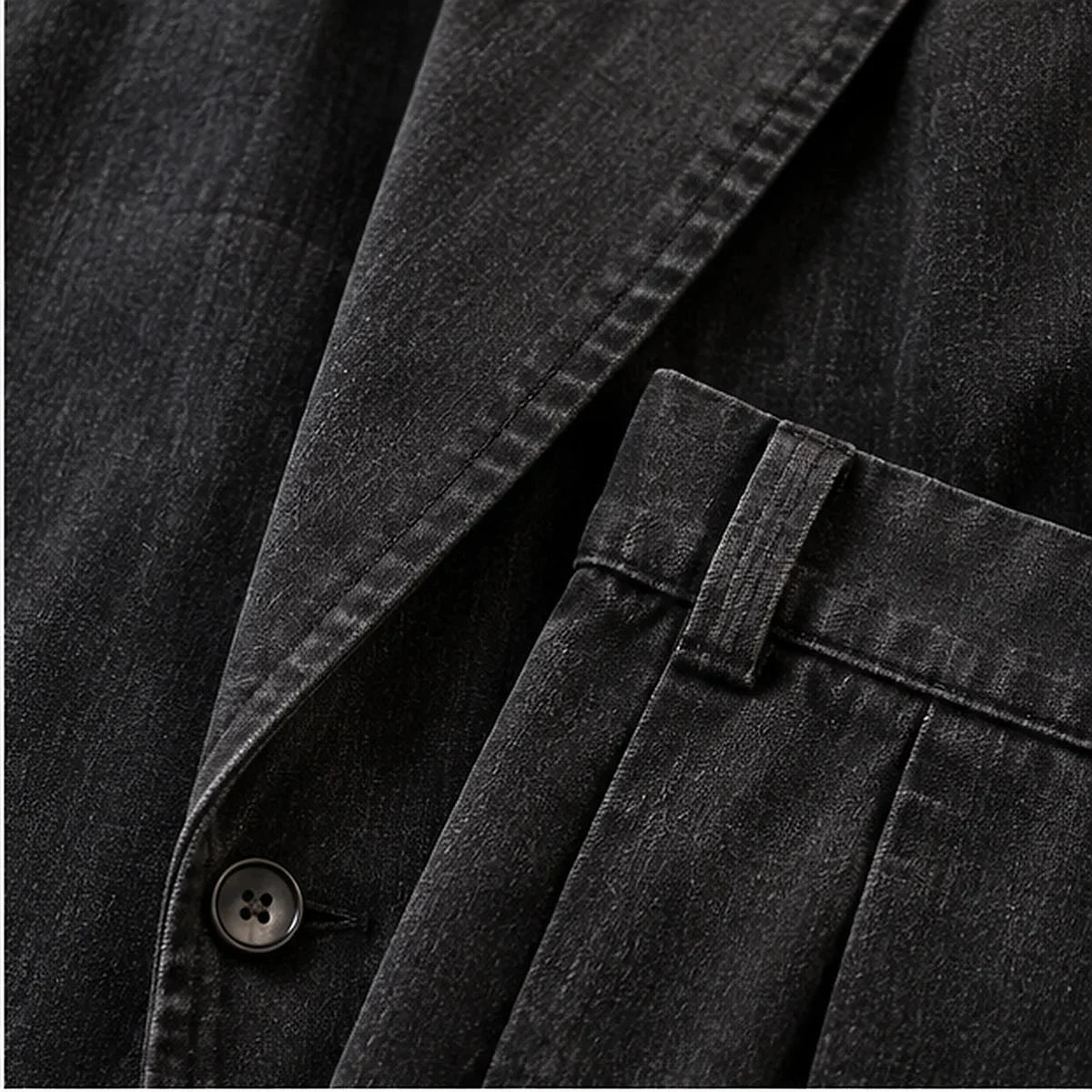 DFCOLOR::Washed Black::Washed Black Relaxed Two-Piece Suit — detail view