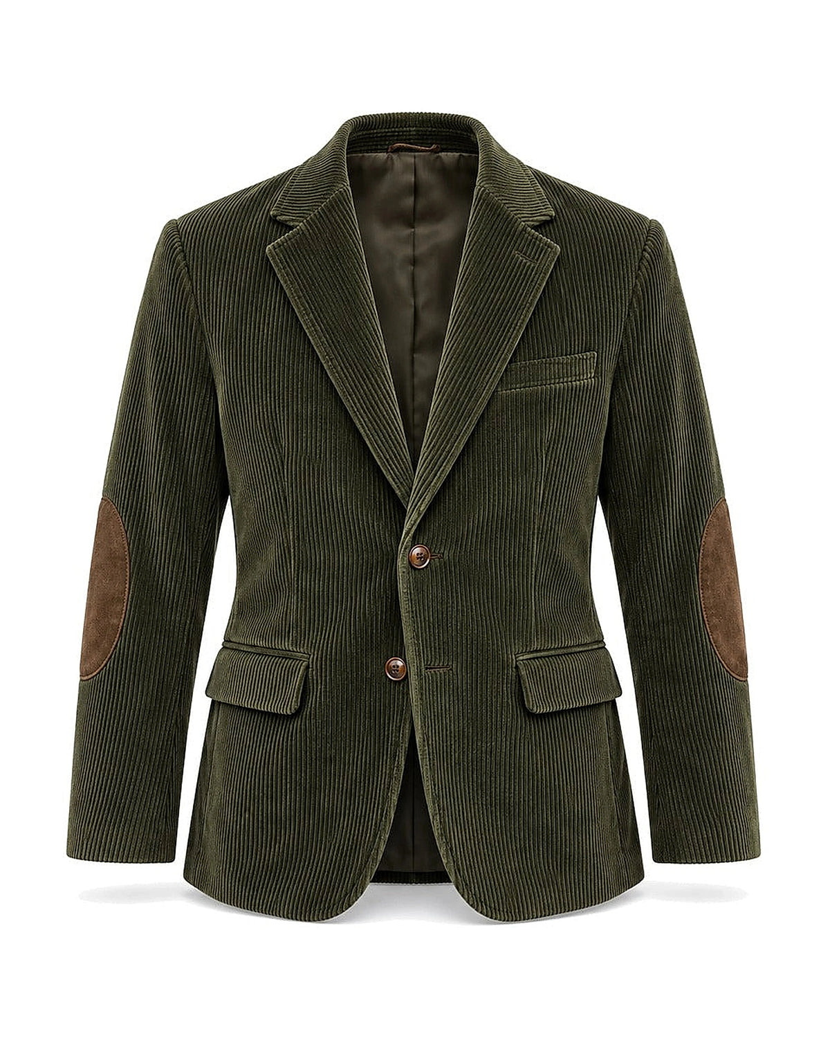 DFCOLOR::Olive::product — Heritage Corduroy Elbow-Patch Blazer, original olive corduroy blazer isolated front studio photo