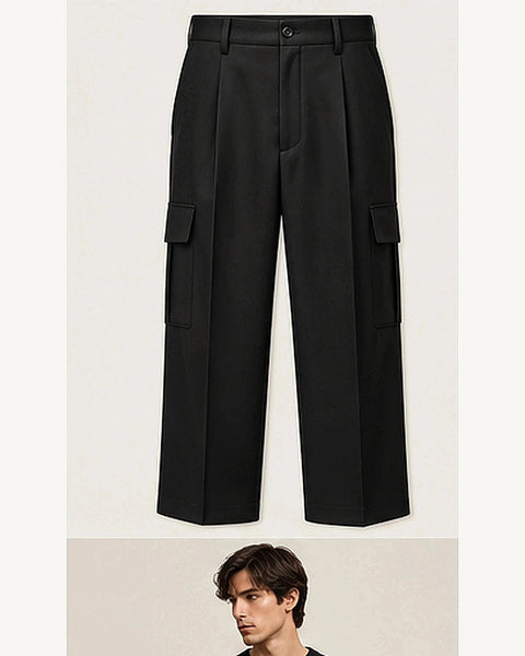 DFCOLOR::Black::product — Olive Tailored Cargo Trousers